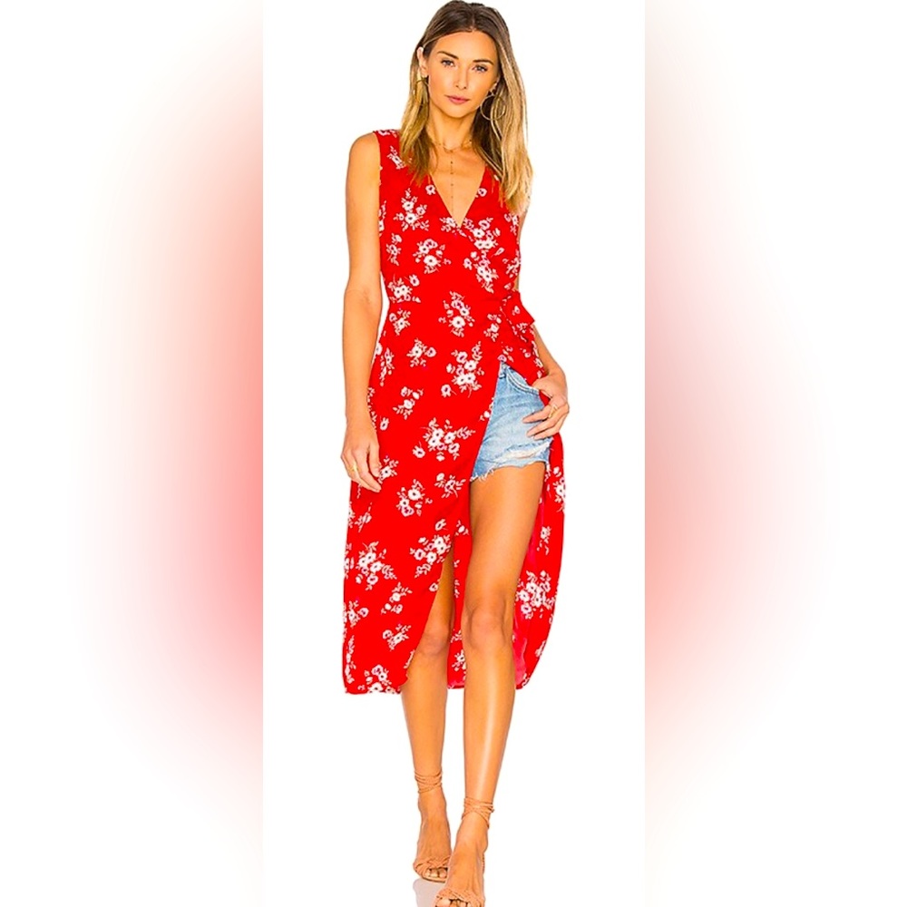Revolve | L’Academie Sleeveless Floral Wrap Hi-Low Blouse/Mini Dress ZB3